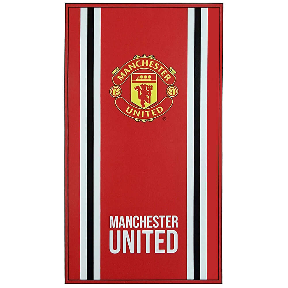 Manchester United FC Core Stripe Towel LKT Sport Large soft to touch 100% cotton velour beach towelFeatures a Core Stripe design with a full colour club crest and Manchester United textOfficial licensed productApprox 140cm x 70cm (55in x 28in) Beach Towel Hauptbild