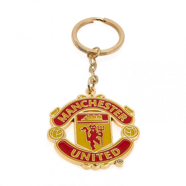Manchester United FC Crest Keyring LKT Sport Metal crest shaped keyring with chain and split ringDie stamped design with full colour enamel infillMetal alloy with gold style finishOfficial licensed productApprox 45mm x 40mm Keychains