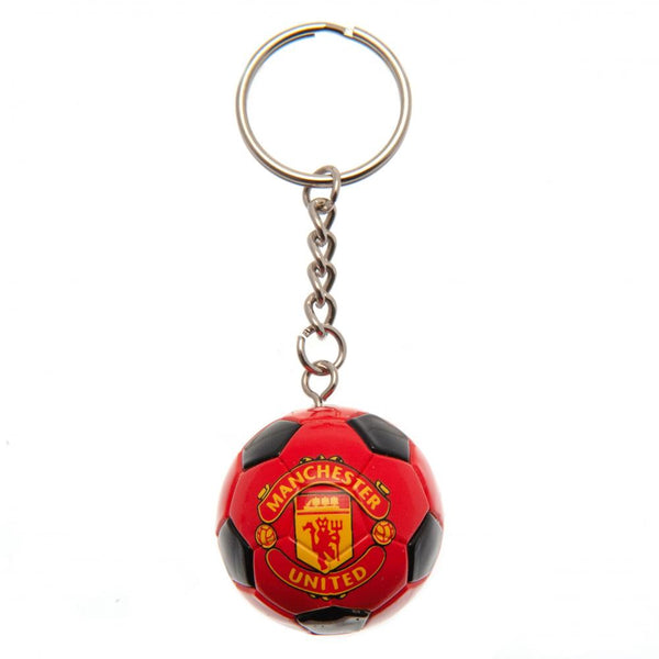 Manchester United FC Football Keyring LKT Sport Plastic football shaped keyring with chain and split ring Bright, colourful and highly detailed Ideal for attaching to keys, bags, belts and other items Official licensed product Approx 35mm in diameter On a