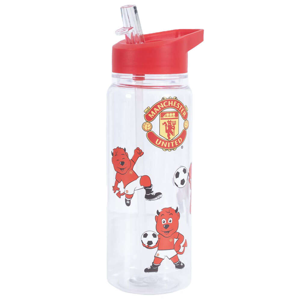 Manchester United FC Kids Mascot Drinks Bottle LKT Sport Lightweight clear drinks bottleMascot design bottle with a full colour United crestWith a screw top lid and a closable drinking spoutOfficial licensed productApprox 600ml (21oz)Approx 21cm tall, 7cm