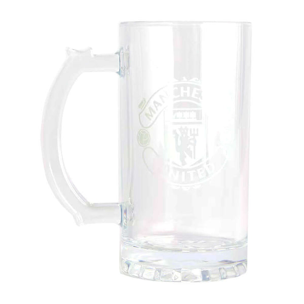 Manchester United FC Mono Crest Stein Glass Tankard LKT Sport Glass stein tankardFeaturing a white Manchester United club crestOfficial licensed productApprox 425ml (15oz)Approx 15cm tall, 7cm in diameter Beer Glasses