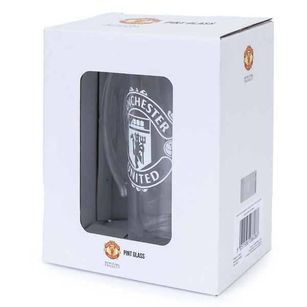 Manchester United FC Mono Crest Stein Glass Tankard LKT Sport Glass stein tankardFeaturing a white Manchester United club crestOfficial licensed productApprox 425ml (15oz)Approx 15cm tall, 7cm in diameter Beer Glasses