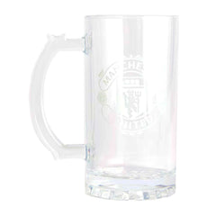 Manchester United FC Mono Crest Stein Glass Tankard LKT Sport Glass stein tankardFeaturing a white Manchester United club crestOfficial licensed productApprox 425ml (15oz)Approx 15cm tall, 7cm in diameter Beer Glasses