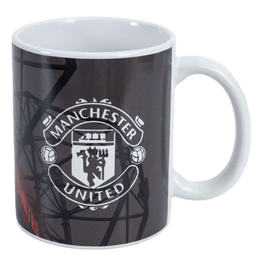 Manchester United FC Old Trafford Mug LKT Sport Ceramic everyday coffee mugOld Trafford design featuring a white club crestGlazed kiln fired finish with white handleOfficial licensed productApprox 315ml (11oz)Approx 9cm tall, 8cm in diameter Mugs