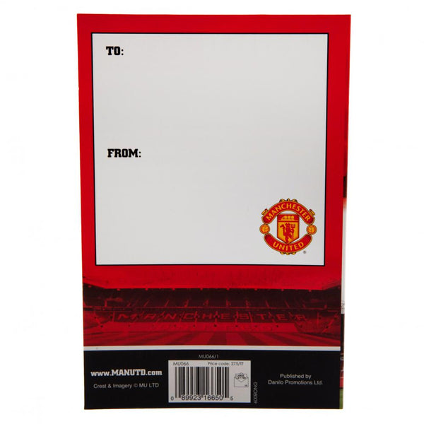 Manchester United FC Pop-Up Birthday Card LKT Sport Club colours gloss finish birthday card with stadium graphic Features a street plan and 3D pop-up stadium inside Official licensed product Approx 22cm x 15cm With a plain white envelope Greeting Cards