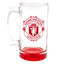 Manchester United FC Stein Glass Tankard LKT Sport Glass stein tankard Featuring a red base and Manchester United club crest Official licensed product Approx 425ml (15oz) Approx 15cm tall, 7cm in diameter In a printed card box Beer Glasses