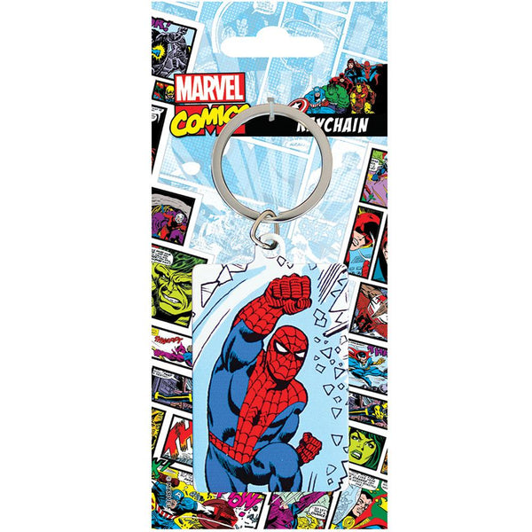 Marvel Comics Metal Keyring Spider-Man LKT Sport Bright, colourful and highly detailed metal keyring Front features comic style Spider-man artwork Reverse features the Marvel Comics logo Official licensed product Approx 60mm x 40mm On a backing card Keych