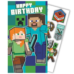 Minecraft Birthday Card With Stickers LKT Sport Entertainment>Gaming>Minecraft Greeting Cards