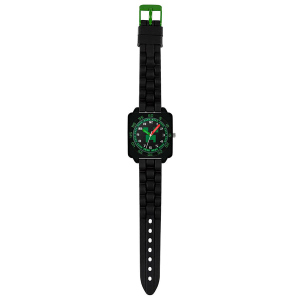 Minecraft Junior Time Teacher Watch LKT Sport Junior analogue watch with easy read numbers and time teacher handsFeaturing a Minecraft dial in metal casingSilicone strap with traditional buckle fasteningManufacturer's 1 year guaranteeOfficial licensed pro