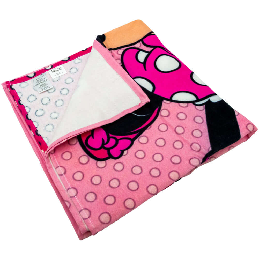 Minnie Mouse Towel LKT Sport Large soft to touch velour beach towelVibrant pink towel featuring a large image of Minnie Mouse in her happy poseVibrant 100% cotton towelOfficial licensed productApprox 140cm x 70cm Beach Towels