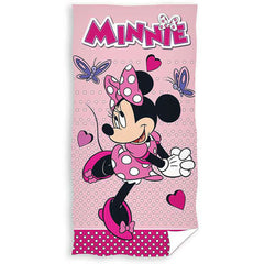 Minnie Mouse Towel LKT Sport Large soft to touch velour beach towelVibrant pink towel featuring a large image of Minnie Mouse in her happy poseVibrant 100% cotton towelOfficial licensed productApprox 140cm x 70cm Beach Towels