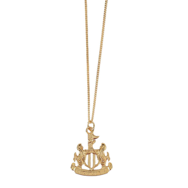 Newcastle United FC 18ct Gold Plated on Silver Pendant & Chain LKT Sport 18ct Gold Plated on Sterling Silver pendant and necklaceFeaturing the Newcastle crest pendant on the chain necklaceWith a lobster claspOfficial licensed productChain approx 49cm (19i