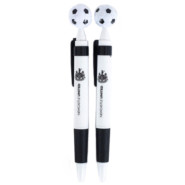 Newcastle United FC 2pk Football Pen LKT Sport Pack of 2 black and white retractable ballpoint pensWith Newcastle United text, a black club crest and complete with football topper detailWrites in black inkOfficial licensed productApprox 15cm Ballpoint Pen
