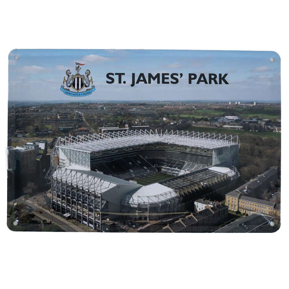 Newcastle United FC 2pk Stadium Sign LKT Sport Pair of deluxe metal photo signs both including a full colour Newcastle United FC crestOne sign features an image of the interior of the stadium, the second sign features an image of the exterior of the famou