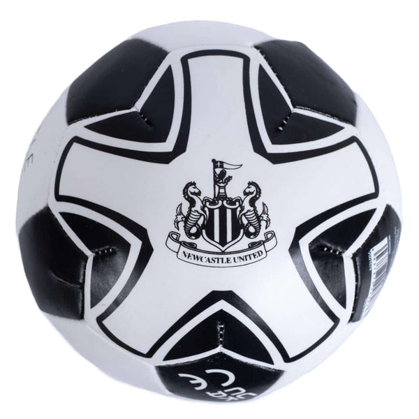 Newcastle United FC 4 inch Soft Ball LKT Sport Textured mini soft ball, ideal for indoor practiceBlack and white ball featuring the Newcastle United FC crest and text in two positionsSoft vinyl cover with polyester stuffingOfficial licensed productApprox