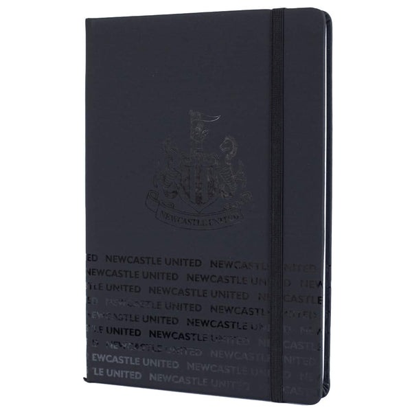 Newcastle United FC A5 Notebook LKT Sport Premium black faux leather design with embossed NUFC crestFeaturing a black elastic closureRuled pages with a handy bookmark, featuring a club crest on every pageOfficial licensed productApprox 14cm x 21cm Journal