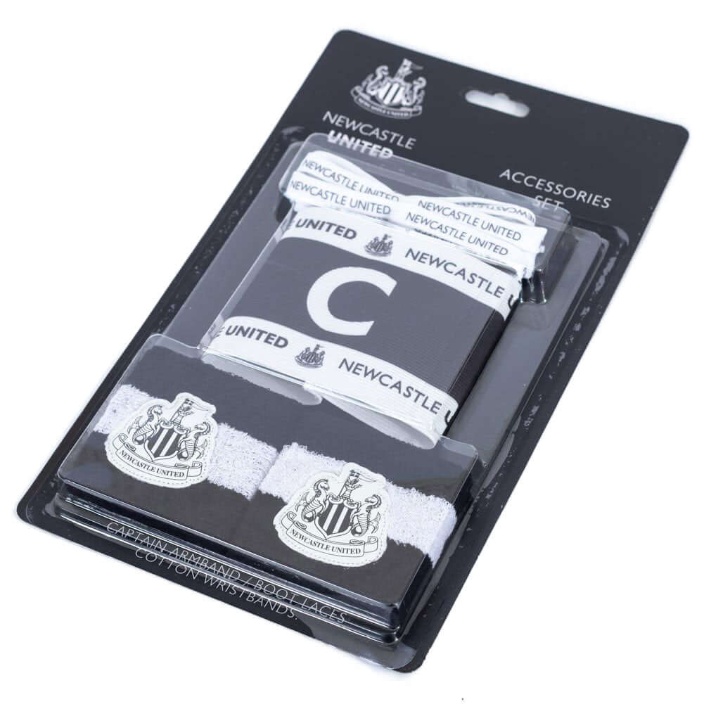 Newcastle United FC Accessories Set LKT Sport This essential training accessories set features team colours and club crestsPair of black and white soft cotton wristbands with the Newcastle crestTeam colour captains arm band and boot laces featuring Newcas