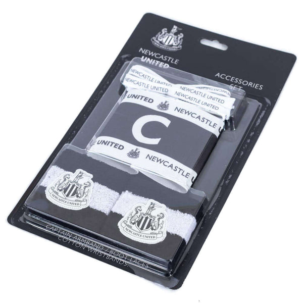 Newcastle United FC Accessories Set LKT Sport This essential training accessories set features team colours and club crestsPair of black and white soft cotton wristbands with the Newcastle crestTeam colour captains arm band and boot laces featuring Newcas
