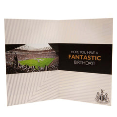 Newcastle United FC Birthday Card With Stickers LKT Sport Vibrant gloss finish birthday cardFeaturing a space on the front to personalise with name and ageIncludes gold stickers to compliment the design of the cardMessage inside reads 'Hope you have a fan
