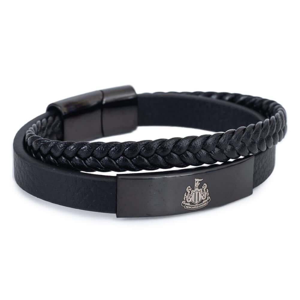 Newcastle United FC Black IP Leather Bracelet LKT Sport Football>Premier League>Newcastle United FC Bracelets