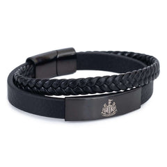 Newcastle United FC Black IP Leather Bracelet LKT Sport Football>Premier League>Newcastle United FC Bracelets