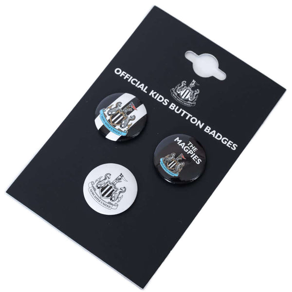 Newcastle United FC Button Badge Set LKT Sport 3 pack of Newcastle United design button badgesIdeal addition to school bags or clothingFasten with a safety pin fixingOfficial licensed productEach badge approx 30mm in diameter Pinback Buttons