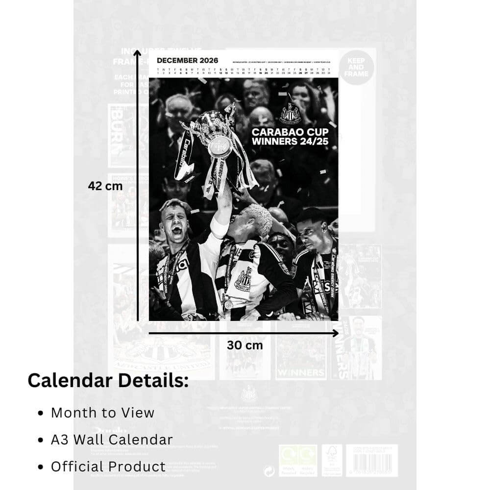 Newcastle United FC Deluxe Calendar 2026 LKT Sport Football>Premier League>Newcastle United FC Wall Calendars