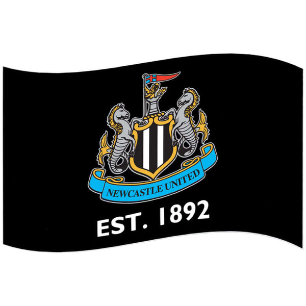 Newcastle United FC Established Flag LKT Sport Large 100% polyester supporters flagThis classic black flag features a full colour Newcastle credt and established datePerfect for any wall with ready to hang metal eyeletsOfficial licensed productApprox 152c