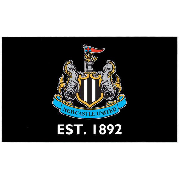 Newcastle United FC Established Flag LKT Sport Large 100% polyester supporters flagThis classic black flag features a full colour Newcastle credt and established datePerfect for any wall with ready to hang metal eyeletsOfficial licensed productApprox 152c