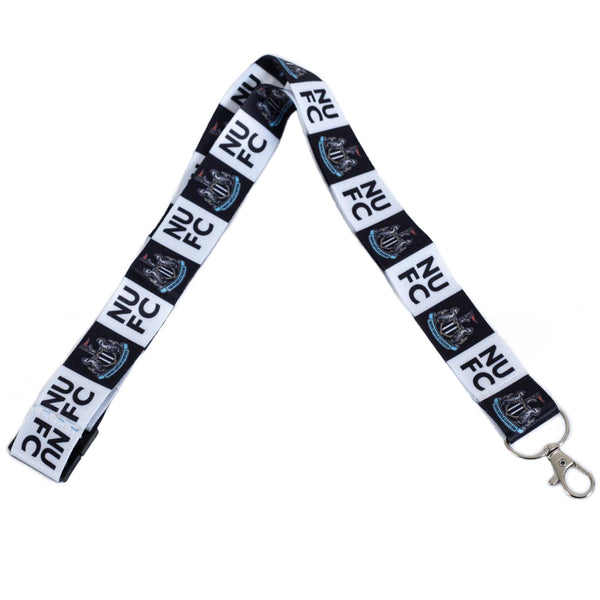 Newcastle United FC FC Lanyard LKT Sport Printed nylon lanyard with a strong metal clipBlack and white satin finish ribbon with printed full colour crest and NUFC textIdeal for carrying ID cards and keysOfficial licensed productApprox 90cm x 2.5cm Lanyard