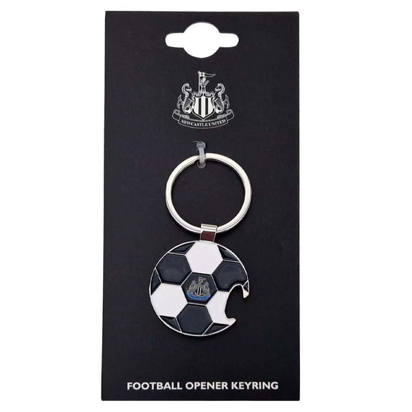 Newcastle United FC Football Bottle Opener Keyring LKT Sport Metal football shaped bottle openerFeaturing a central full colout NUFC crestOfficial licensed productApprox 40mm x 40mm Keychains