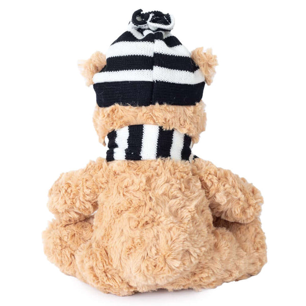 Newcastle United FC Hat & Scarf Bear LKT Sport Classic style teddy bear with a friendly smileFeatures a black and white stripe hat and scarfFeatures a full colour NUFC crest on the left pawOfficial licensed productApprox 27cm tall Stuffed Animals