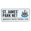 Newcastle United FC Large Crest Street Sign LKT Sport Gloss finish design stamped metal wall sign St. James Park NE1 road sign, the home of Newcastle United FC on a white background Ready to hang on the wall with four small holes for fixing Official licen
