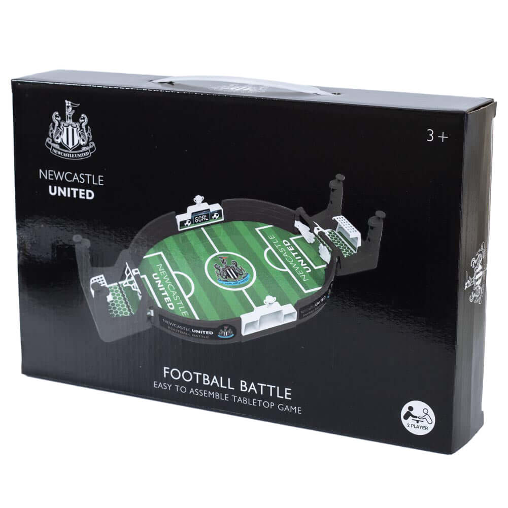Newcastle United FC Mini Football Game LKT Sport Table top football game in a branded pitch designFun 2 player game, aged 3 upwardsEasy to assemble construction, which requires adult supervisionIncludes a sliding score indicator at either endComplete with