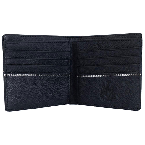 Newcastle United FC Premium Leather Wallet LKT Sport Black premium leather wallet with an embossed NUFC crest on the front and inside8 card slots and 2 note pockets2 additional compartmentsOfficial licensed productApprox 11cm x 9cm Wallets