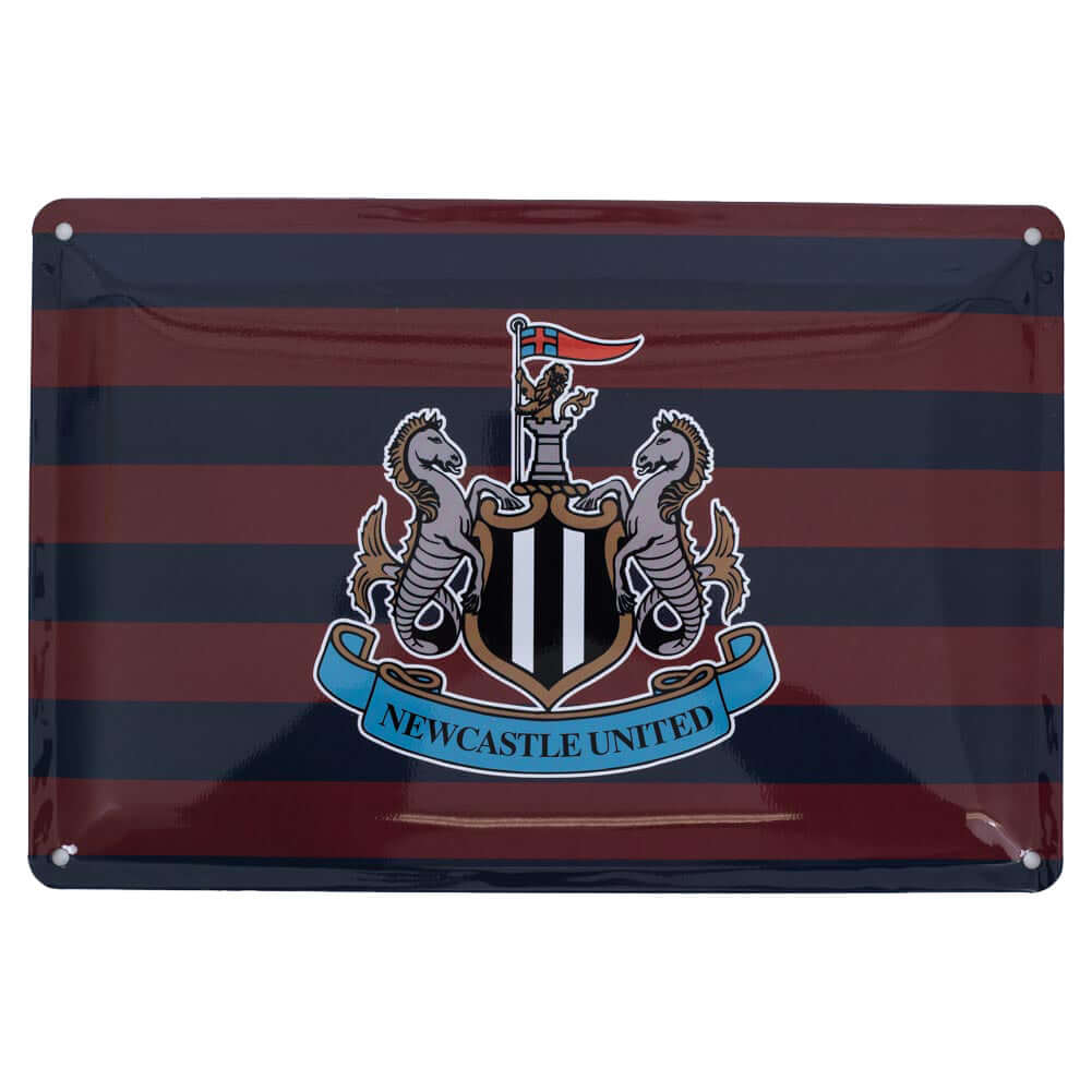 Newcastle United FC Retro Days Sign LKT Sport 1996 away shirt inspired tin sign featuring a full colour Newcastle United club crest in the centreReady to hang on the wall with four small holes for fixingOfficial licensed productApprox 30cm x 20cm Novelty Main image