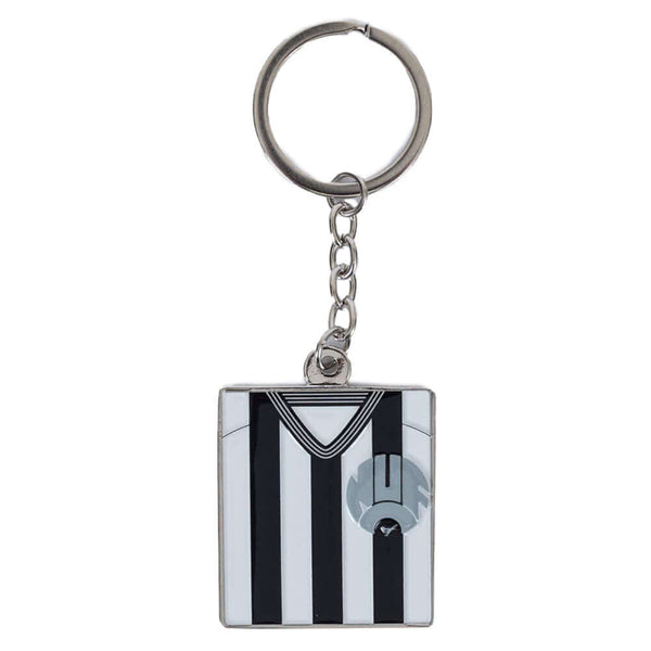 Newcastle United FC Retro Shirt Keyring LKT Sport Metal shirt shaped keyring featuring the 83-88 kit with chain and split ringWith a chain and split ringDie stamped design with full colour enamel infillMetal alloy with silver style finishOfficial licensed