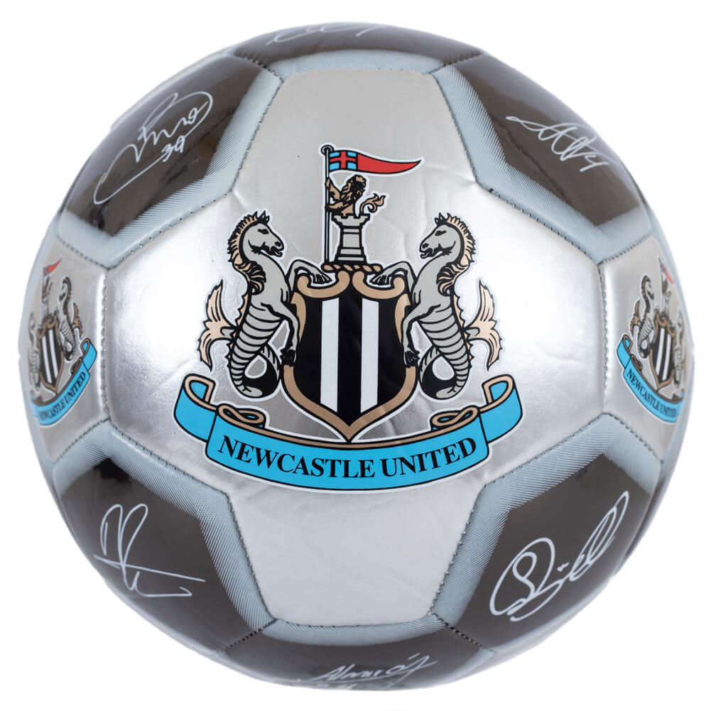 Newcastle United FC Sig 26 Football LKT Sport High spec 26 panel synthetic footballStriking silver and grey colours featuring the Newcastle crest and official player signature printsSuitable for 14 yrs and olderOfficial licensed productSize 5 footballAppr