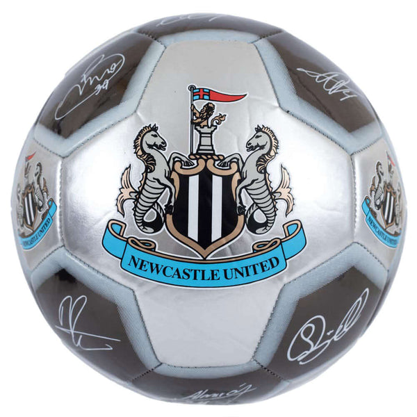 Newcastle United FC Sig 26 Football LKT Sport High spec 26 panel synthetic footballStriking silver and grey colours featuring the Newcastle crest and official player signature printsSuitable for 14 yrs and olderOfficial licensed productSize 5 footballAppr