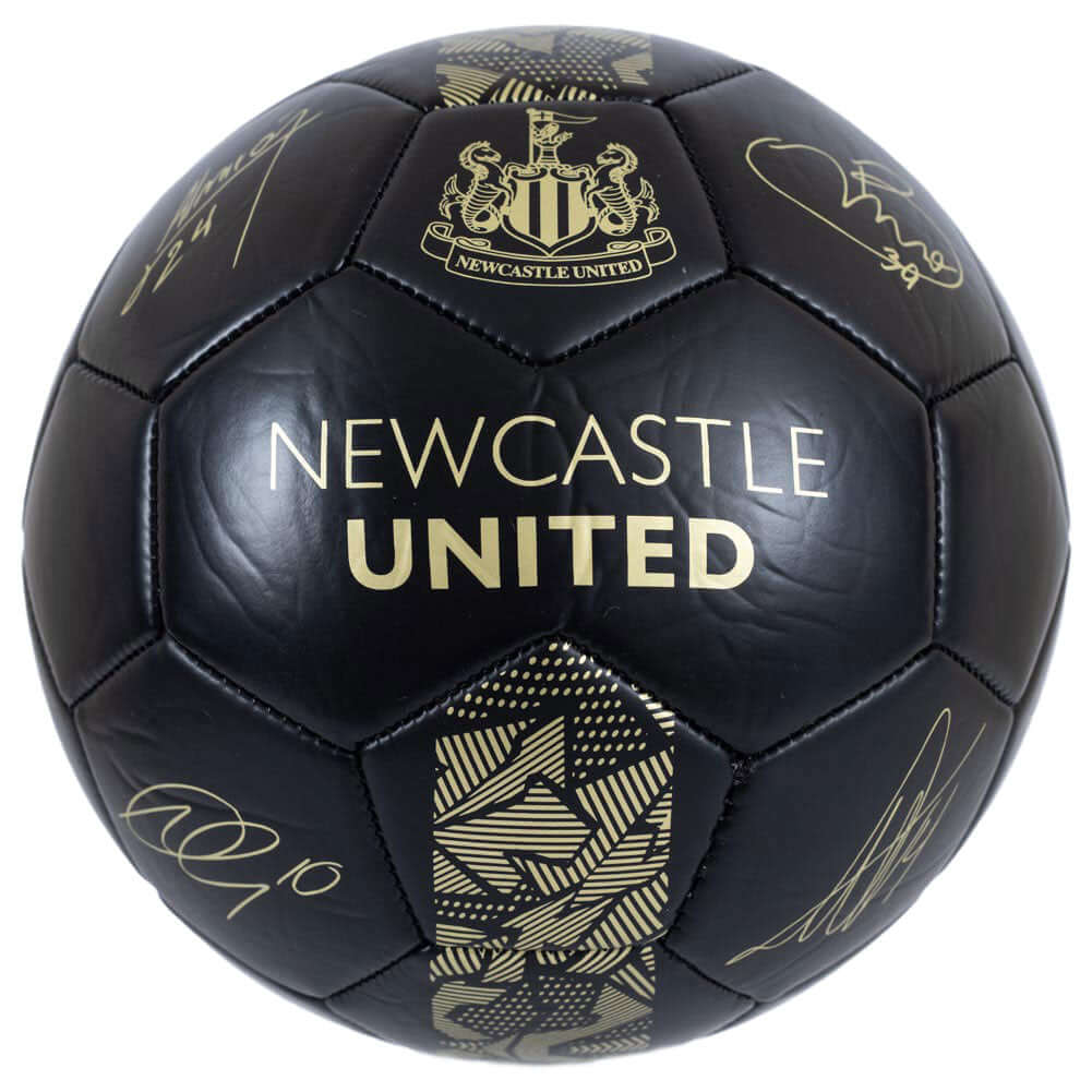 Newcastle United FC Sig Gold Phantom Football LKT Sport Matte black finish 32 panel synthetic footballFeatures a gold printed Newcastle crest and official player signature printsSuitable for 14 yrs and olderOfficial licensed productSize 5 footballApprox 6