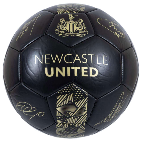 Newcastle United FC Sig Gold Phantom Football LKT Sport Matte black finish 32 panel synthetic footballFeatures a gold printed Newcastle crest and official player signature printsSuitable for 14 yrs and olderOfficial licensed productSize 5 footballApprox 6