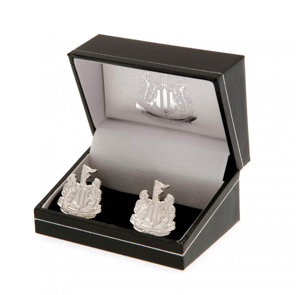 Newcastle United FC Silver Plated Formed Cufflinks LKT Sport Silver plated crest shaped cufflinks in a chrome finishFeaturing a highly detailed formed Newcastle crestOn a bullet back fixingOfficial licensed productApprox 22mm x 18mm Cufflinks