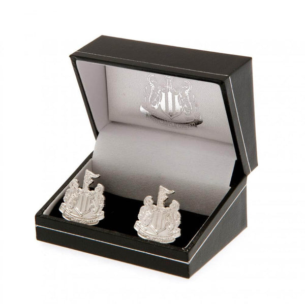 Newcastle United FC Silver Plated Formed Cufflinks LKT Sport Silver plated crest shaped cufflinks in a chrome finishFeaturing a highly detailed formed Newcastle crestOn a bullet back fixingOfficial licensed productApprox 22mm x 18mm Cufflinks