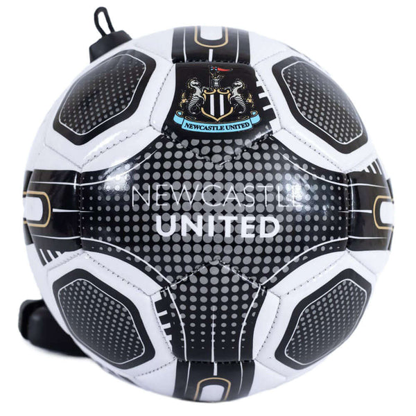 Newcastle United FC Size 2 Skills Trainer LKT Sport Great close control and skills training aidSize 2 training ball with a cordBlack and white football featuring a full colour Newcastle crest and textPerfect for improving passing, control and reactionsOff