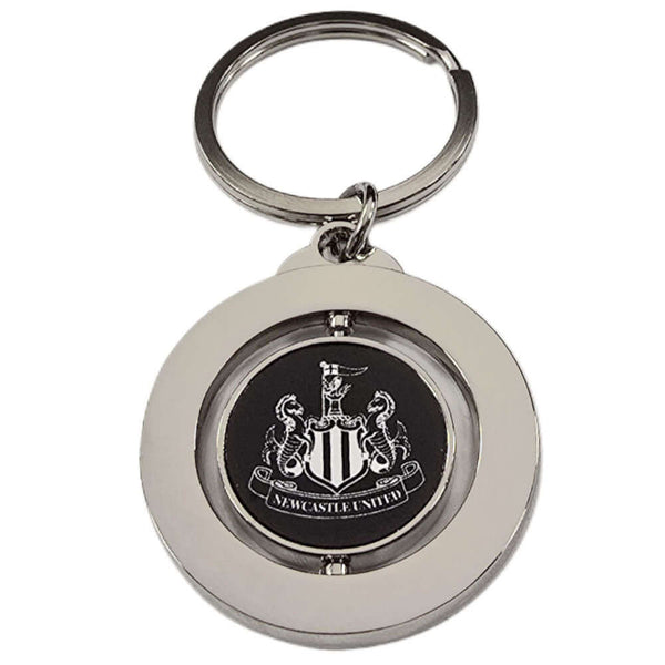 Newcastle United FC Spinner Keyring LKT Sport Metal spinner keyring with split ringFeatures a spinning charm with a full colour Newcastle crestMetal alloy with silver style finishOfficial licensed productApprox 35mm x 35mm Keychains