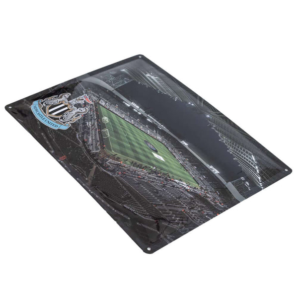 Newcastle United FC St. James' Park Large Sign LKT Sport Large metal St James' Park photo sign featuring a night shot of the pitchWith a full colour Newcastle United crest in the bottom left cornerReady to hang on the wall with four small holes for fixing