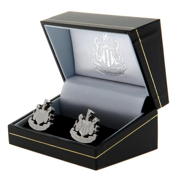 Newcastle United FC Stainless Steel Formed Cufflinks LKT Sport Stainless steel crest shaped cufflinks in a chrome finish Featuring a highly detailed formed Newcastle crest On a bullet back fixing Official licensed product Approx 18mm x 18mm Presented in a