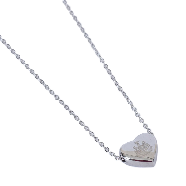 Newcastle United FC Stainless Steel Heart Necklace LKT Sport Stainless steel heart shaped pendant and necklaceChrome finish with the Newcastle crest engraved on the pendantOfficial licensed productChain approx 50cm (19in)Pendant approx 12mm x 10mm Necklac