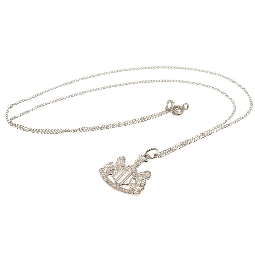 Newcastle United FC Sterling Silver Pendant & Chain LKT Sport Sterling silver pendant and necklace Featuring a Newcastle crest pendant on a chain necklace With a lobster clasp Official licensed product Chain approx 49cm (19in) Pendant approx 15mm x 22mm P