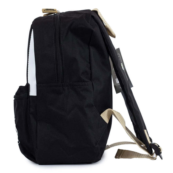 Newcastle United FC Stripe Junior Backpack LKT Sport Black junior backpack featuring a stripe design and a white Newcastle United crestAdjustable shoulder straps padded for comfort and a handy carry strapMain compartment has a large double zipped opening